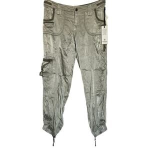 NWT Marrakech Womens Silver Cargo Pants Lightweight Silky Feel Size 25